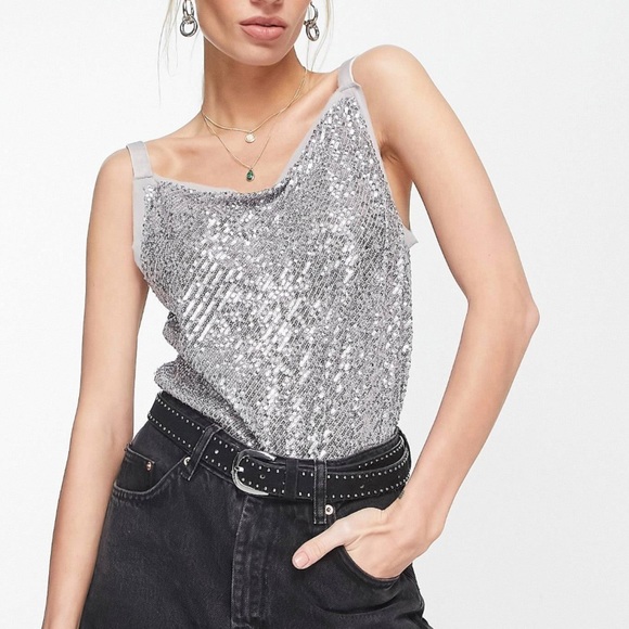 Free People Other - NWT Free People Intimates Shimmer & Shine Sequin Bodysuit in Frost